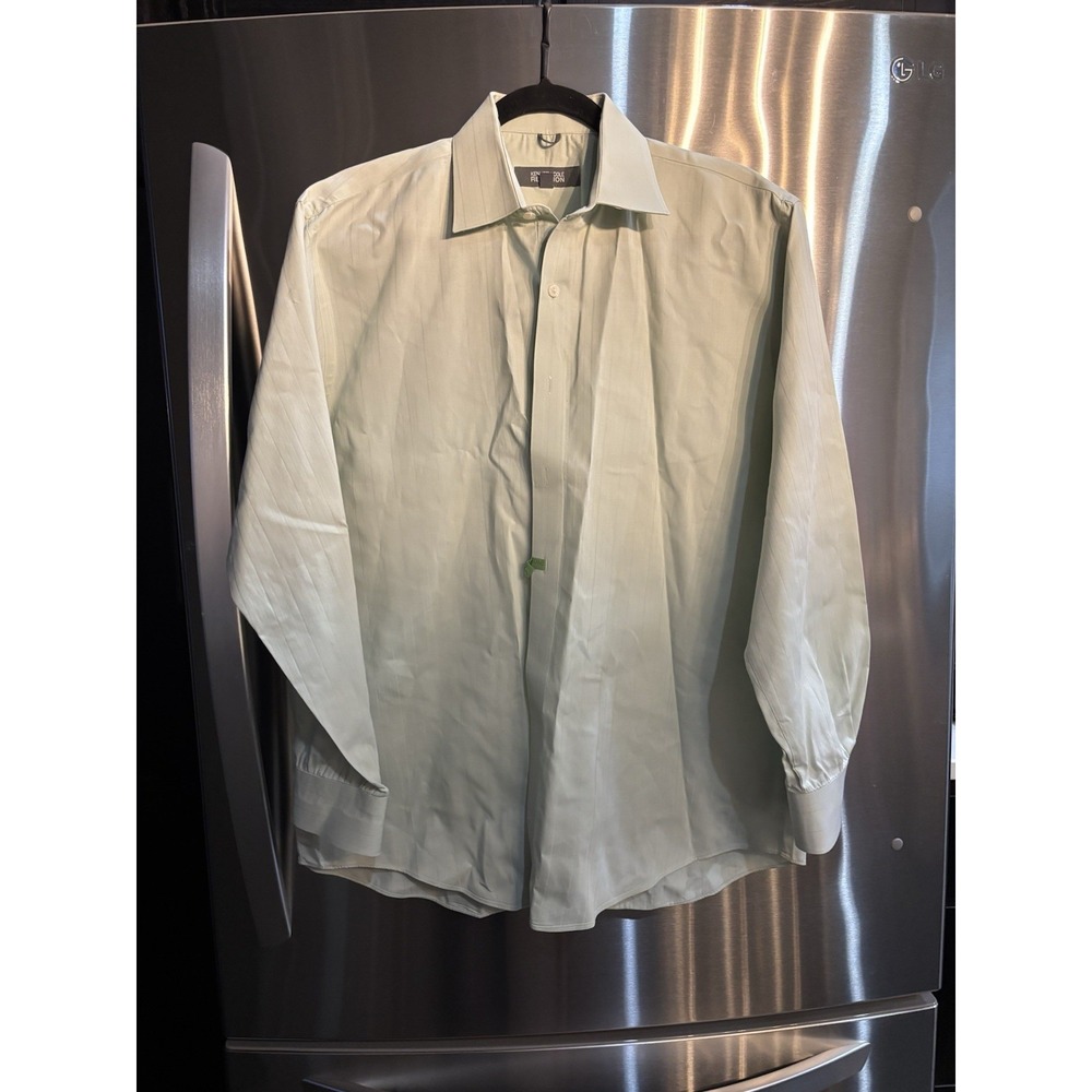 Kenneth Cole Reaction Long Sleeve Button Down Dress Shirt Lg 16 32/33 Green Mint